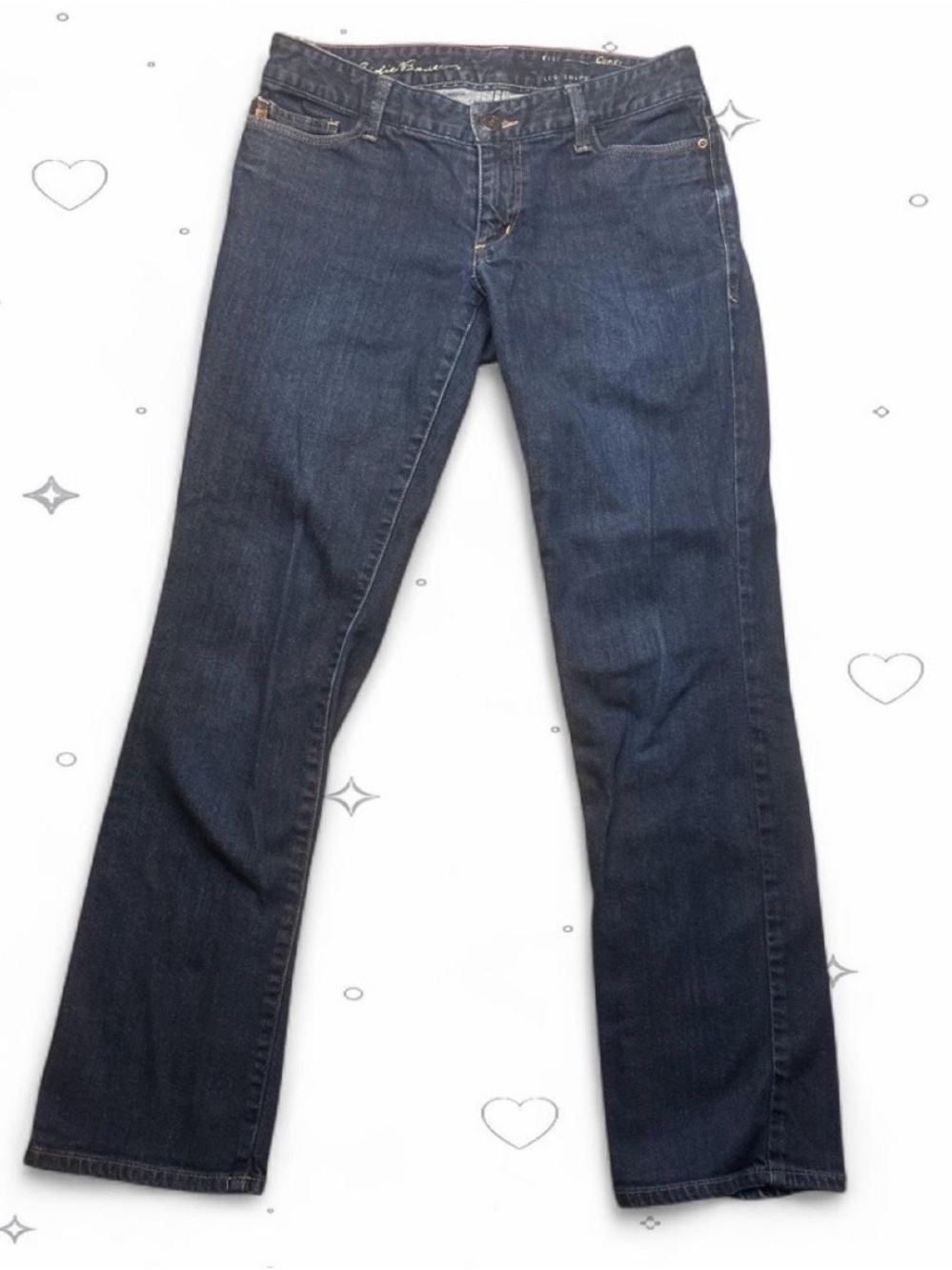 Eddie Bauer Curvy Fit Slim Straight Leg Jeans Dark Wash Size 2